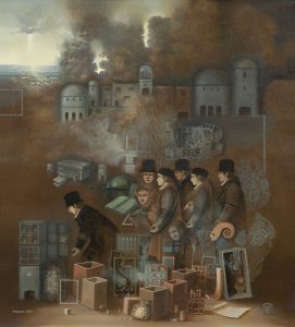 Mihailo Djokovic Tikalo, destrukcija prizora, ulje na platnu